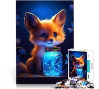 Puzzles de 1000 Piezas para Adolescentes Lindo Zorro Luminoso Brillante Corte de precisión Colección de Artistas, Bellas Artes 52x38cm