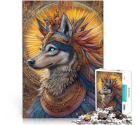 Puzzles de 1000 Piezas para Adolescentes Lobo Egipcio Desafiante de completar, Pero Divertido y Gracioso. Obra de Arte 52x38cm