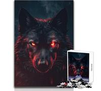 Puzzles de 1000 Piezas para Adolescentes, Lobo Peligroso, Ojos Rojos, Tranquilo, Divertido, para el Tiempo Libre, Ajustado, sin Costuras, Juguete de precisión, tamaño 38x26cm