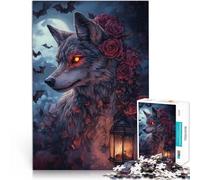 Puzzles de 1000 Piezas para Adolescentes Lobo siniestro Juguete Educativo de Aprendizaje con Piezas de Formas aleatorias Que se entrelazan Completamente 52x38cm