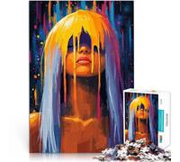 Puzzles de 1000 Piezas para Adolescentes Mujer con Pintura goteando Juego de Preguntas con Piezas de Formas aleatorias Que se entrelazan Completamente 75x50cm