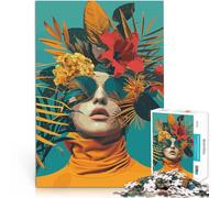 Puzzles de 1000 Piezas para Adolescentes Mujer Cubierta de Flores Desafío difícil para aliviar el estrés Mejorar el Amor Entre Parejas 52x38cm