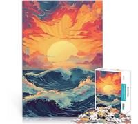 Puzzles de 1000 Piezas para Adolescentes Olas del océano al Atardecer en Japón Juego Familiar para y Regalos de Amigo Secreto 52x38cm
