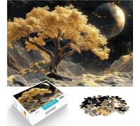Puzzles de 1000 Piezas para Adolescentes Paisaje de asteroides del árbol Dorado cósmico Rompecabezas Mejorar el Amor Entre Parejas 38x26cm