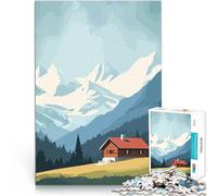Puzzles de 1000 Piezas para Adolescentes Paisaje de cabañas de montaña en los Alpes suizos Actividad Familiar Obra de Arte 75x50cm