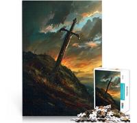 Puzzles de 1000 Piezas para Adolescentes Paisaje de la Espada de un Caballero Desafiante Difícil Decoración del hogar 52x38cm