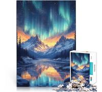 Puzzles de 1000 Piezas para Adolescentes Paisaje montañoso de la Aurora Boreal Juegos educativos Mejorar el Amor Entre Parejas 38x52cm