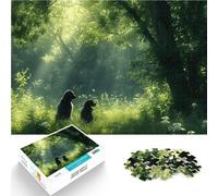 Puzzles de 1000 Piezas para Adolescentes Perros en el Bosque Iluminado por el Sol Juego de Preguntas Mejorar el Amor Entre Parejas 75x50cm