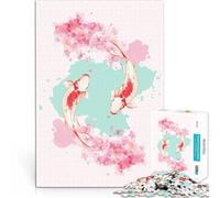 Puzzles de 1000 Piezas para Adolescentes Pez koi japonés Rosa en Acuarela Juegos Divertidos Interacción Entre Padres e Hijos 38x26cm