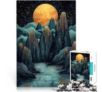 Puzzles de 1000 Piezas para Adolescentes Picos de la Luna Dorada Competición de Velocidad de Manos decoración de Pared 52x38cm