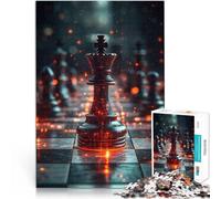 Puzzles de 1000 Piezas para Adolescentes Pieza de ajedrez del Rey Negro Juego práctico Decoración de Pared cumpleaños y Navidad 75x50cm