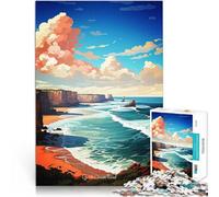 Puzzles de 1000 Piezas para Adolescentes Pintura al óleo de la Gran Carretera Oceánica Juguetes de Juego desafiantes Buen Regalo 52x38cm