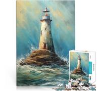 Puzzles de 1000 Piezas para Adolescentes Pintura al óleo del Faro Juguete Educativo de Aprendizaje Juego de desafío único 75x50cm