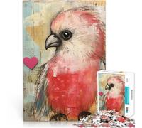 Puzzles de 1000 Piezas para Adolescentes Pintura de cacatúa Rosa de San Valentín Difícil y desafío Regalo de Obra de Arte 38x26cm