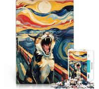 Puzzles de 1000 Piezas para Adolescentes Pintura del Grito de Gato Juegos Divertidos para la Familia Regalo de Obra de Arte 38x52cm