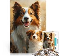 Puzzles de 1000 Piezas para Adolescentes Retrato de Cachorro de Border Collie Juego Intelectual de Juguete Gran Regalo 38x26cm