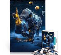 Puzzles de 1000 Piezas para Adolescentes Rinoceronte Brillante bajo Las Estrellas Alivio del estrés Regalos de Amigo Secreto 52x38cm