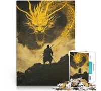 Puzzles de 1000 Piezas para Adolescentes Samurái contra dragón Competición de Velocidad de Manos Juego Educativo para cumpleaños y Navidad. 75x50cm