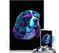 Puzzles de 1000 Piezas para Adolescentes Springer Spaniel inglés Juegos Divertidos para la Familia Lista de Deseos con Papá Noel 52x38cm