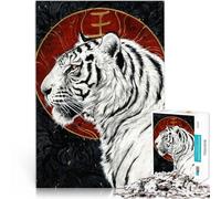 Puzzles de 1000 Piezas para Adolescentes Tigre Blanco del Oeste Juguete de desafío de Juego Educativo Grandes Regalos y Juguetes 38x26cm