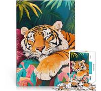 Puzzles de 1000 Piezas para Adolescentes Tigre durmiendo en la Jungla Juego Intelectual Cada Pieza es única: un desafiante y Divertido Juego Familiar 52x38cm
