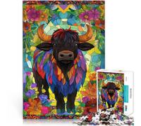 Puzzles de 1000 Piezas para Adolescentes Toro de vidrieras Entrena tu Cerebro y Tus Manos Cada Pieza es única: un desafiante y Divertido Juego Familiar 52x38cm