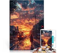 Puzzles de 1000 Piezas para Adolescentes Tren japonés al Atardecer Juegos Divertidos para la Familia Grandes Regalos y Juguetes 52x38cm
