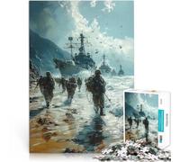 Puzzles de 1000 Piezas para Adolescentes Tropas de un Buque de Guerra atacan Juego práctico Toda la Familia. 38x26cm