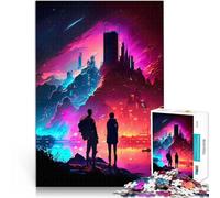 Puzzles de 1000 Piezas para Adolescentes Una Pareja observa cómo arde la Ciudad Juegos Juguetes Regalo Regalo de Obra de Arte 38x26cm