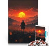 Puzzles de 1000 Piezas para Adolescentes Vaquero en los Campos Competición de Velocidad de Manos con póster a Juego y Hoja de Trivia 52x38cm
