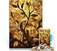 Puzzles de 1000 Piezas para Adolescentes Vidriera Rosa Dorada Matar el Tiempo en Vacaciones en casa Mejorar el Amor Entre Parejas 52x38cm
