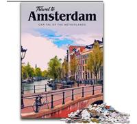 Puzzles de 1000 Piezas para Adolescentes: Visita Ámsterdam, Entrena tu Cerebro y Tus Manos cumpleaños para Mayores de 14 años 50x75cm
