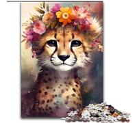 Puzzles de 1000 Piezas para Adultos, Colorido Leopardo bebé de Madera, Juego Familiar Interactivo, Apto para Mayores de 14 años, 50x75cm, un Regalo Ideal para Navidad o cumpleaños