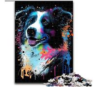 Puzzles de 1000 Piezas para Adultos,diseño de Border Collie de Colores,de Madera,Ideal para divertirse en Familia,Relajarse y Regalar en Vacaciones,Ideal para Fiestas de cumpleaños para Hombres