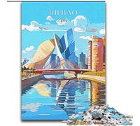 Puzzles de 1000 Piezas para Adultos, España, Bilbao, Viajes, Entretenimiento Familiar, Juguetes con póster a Juego y Hoja de Trivia (50x75cm) 1000 Piezas