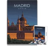 Puzzles de 1000 Piezas para Adultos Madrid España de Noche Arte Diversión Familiar y Noche de Juegos Pero Divertido y humorístico Obra de Arte Regalo Tamaño 38x26cm
