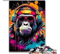Puzzles de 1000 Piezas para Adultos Monkey DJ Music, Rompecabezas de cartón, tamaño 26x38cm, Adolescentes y coleccionistas, Ideal para decoración del hogar y Regalo de Viaje.