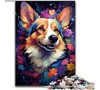 Puzzles de 1000 Piezas para Adultos, Perro Corgi Colorido, de Madera, Juego Familiar Interactivo, Apto para Mayores de 14 años, 50x75cm, un Regalo Ideal para Navidad o cumpleaños
