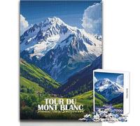 Puzzles de 1000 Piezas para Adultos Tour du Mont Blanc Paisaje Póster Juegos Educativos Desafío Difícil Juguetes Antiestrés Tamaño 38x52cm