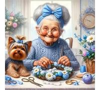 Puzzles de 120 Piezas par Adultos Perro Abuela Feliz, 45x45cm un Rompecabezas Adultos Desafiante, Puzzles para Toda la Familia, Regalos para Mujeres Hombres
