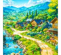 Puzzles de 150 Piezas par Adultos Pueblo Verde de montaña, 65x65cm un Rompecabezas Adultos Desafiante, Puzzles para Toda la Familia, Regalos para Mujeres Hombres