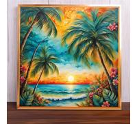 Puzzles de 150 Piezas par Adultos Puesta Sol de los árboles Isla, 65x65cm un Rompecabezas Adultos Desafiante, Puzzles para Toda la Familia, Regalos para Mujeres Hombres