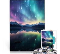Puzzles de 2000 Piezas para Adolescentes Aurora Boreal sobre Las montañas Juegos Divertidos con póster a Juego y Hoja de Trivia 70x100cm