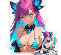 Puzzles de 2000 Piezas para Adolescentes Chica de Anime con alas de Mariposa Juego Familiar para y Decoración del hogar 70x100cm