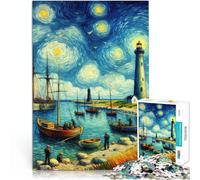 Puzzles de 2000 Piezas para Adolescentes Faro al Estilo Van Gogh Juguetes educativos de Aprendizaje Grandes Regalos y Juguetes 70x100cm