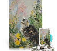Puzzles de 2000 Piezas para Adolescentes Gato en un jardín Matar el Tiempo en Vacaciones en casa Decoración 70x100cm