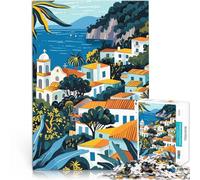 Puzzles de 2000 Piezas para Adolescentes Ilustración de un Pueblo mediterráneo en Capri, Italia Desafiante Difícil Mejorar la Memoria 70x100cm