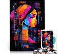 Puzzles de 2000 Piezas para Adolescentes La Joven de la Perla - Retrato Abstracto de neón para divertirse en Familia Ideas de Regalos 70x100cm