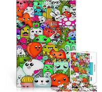 Puzzles de 2000 Piezas para Adolescentes Lindas Criaturas garabateadas Análisis y lógica con Piezas de Formas aleatorias Que se entrelazan Completamente 70x100cm