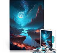 Puzzles de 2000 Piezas para Adolescentes Panorama de Luna Llena Matar el Tiempo en Vacaciones en casa Decoración 70x100cm